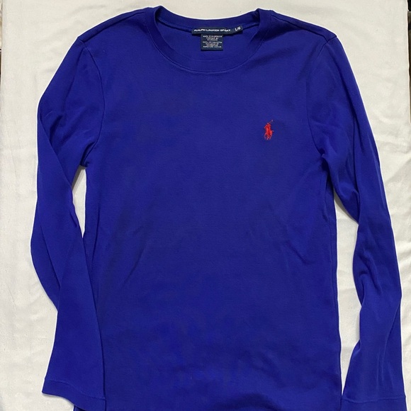 Ralph Lauren Sport Royal Blue Long Sleeve Tee w/ Red Polo Pony - Picture 2 of 10